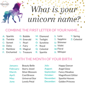 What is your unicorn name Facebook tile.