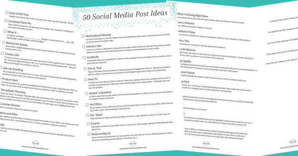 Downloadable: 50 Social Media Post Ideas